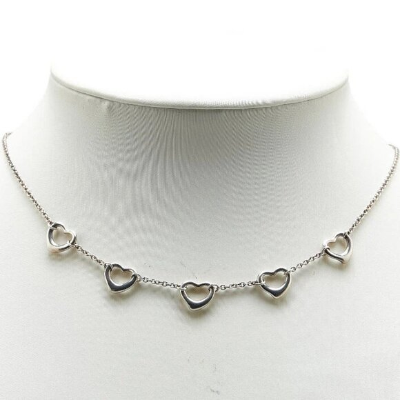 Tiffany & Co. 5 Open Heart Chain Necklace 16" Silver 925 Auth w/Box #97159 - Picture 2 of 7